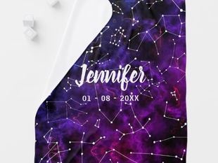 Hot Review! Constellation Galaxy Space Personalized Purple Baby Blanket