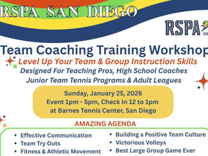 Tennis Team Coaching Training Workshop by Racquet Sports Professionals Association in San Diego