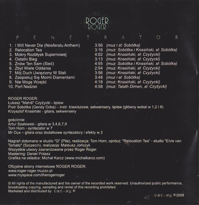 Roger Roger - LP "Penetrator" (okładka tył)