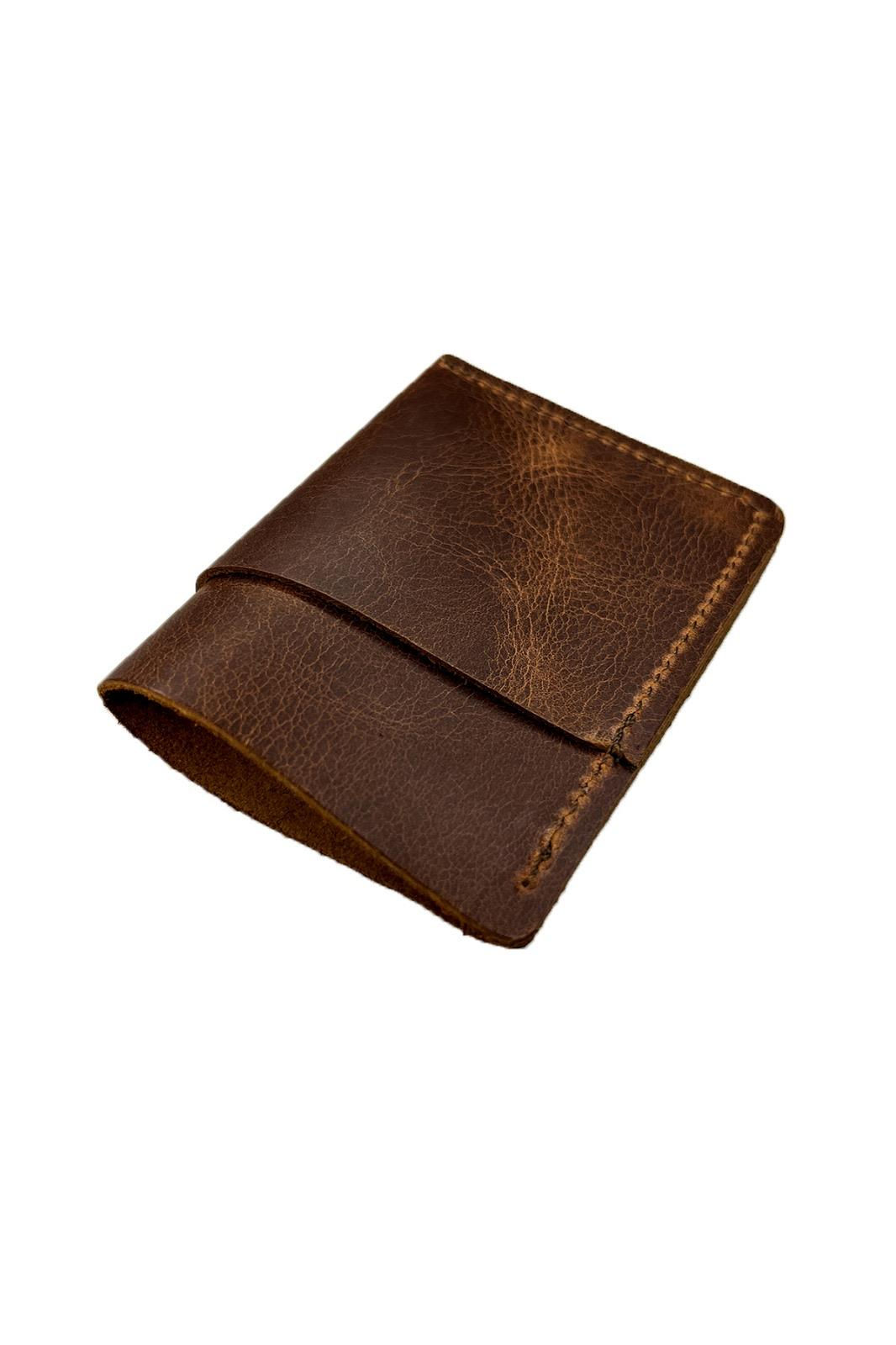 Nat Leather Cep Boy Hakiki Deri Pratik Kartlık (TABA)