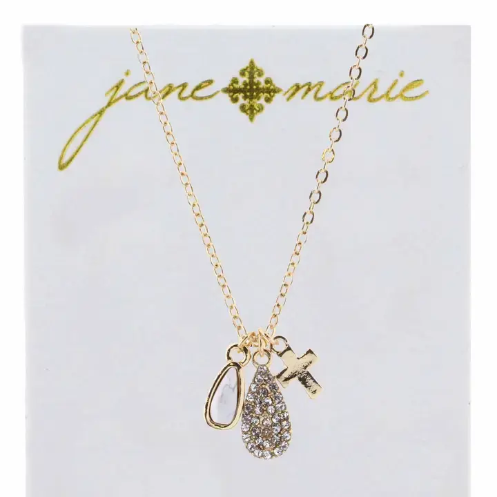 Howlite & Rhinestone Charm Necklace