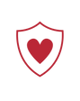shield icon with heart symbolizing care and protection