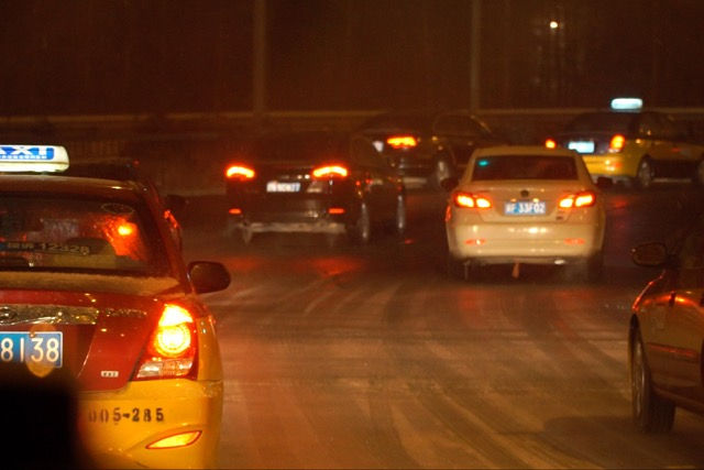 Snow on the Road in Beijing