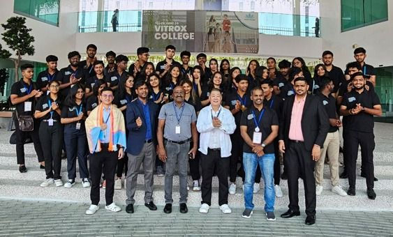 A group photo of ViTrox Academy TVET team with 40 students from Chennai India.
