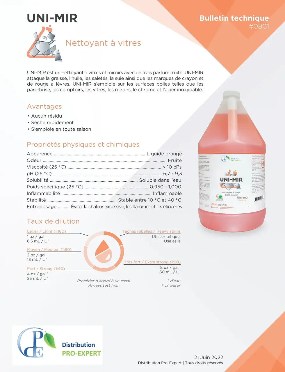 Miniature : UNI-MIR - Nettoyant à vitres très puissant - 4 Litres