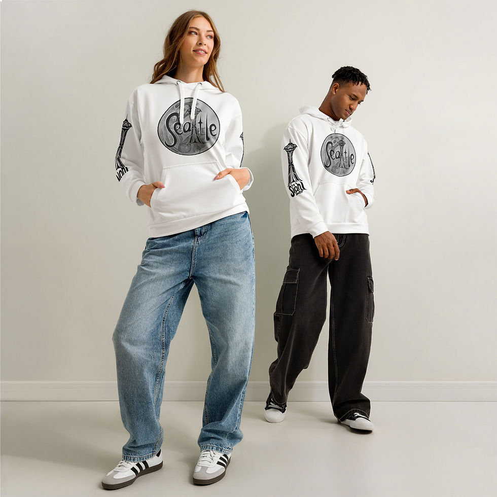 Thumbnail: Moon Over Seattle Unisex cotton hoodie