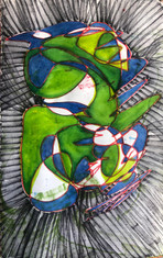 From 2021-2022 sketchbook. Marker pens and watercolours