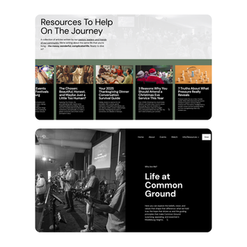 Collection of branded Common Ground Church social media graphics created as part of a social media marketing strategy
