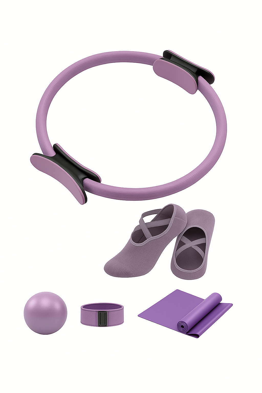 Kit de pilates avec anneau (violet, rose, vert)