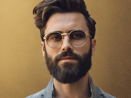 a 30 year old man with short dark brown hair, close cut beard and gold glasses.jpg