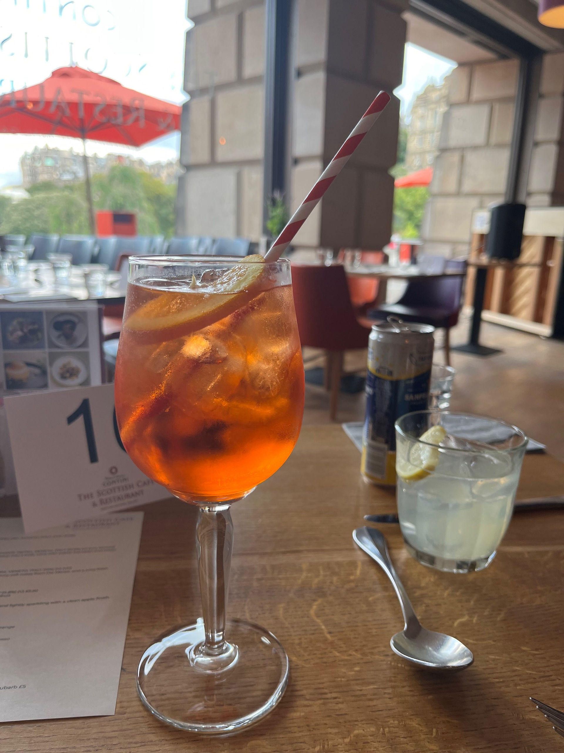 Refreshing drink served at The Scottish Café & Restaurant in Edinburgh.