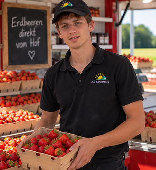 Erdbeerstand mit freundlichem Hofarbeiter.png