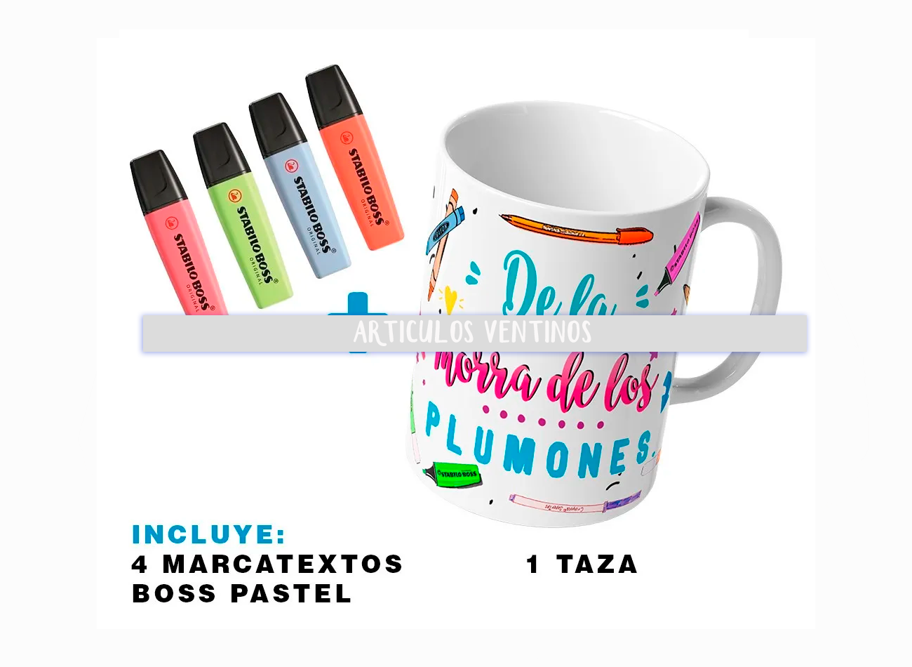 Stabilo Boss Pastel 4 Tonos + Taza