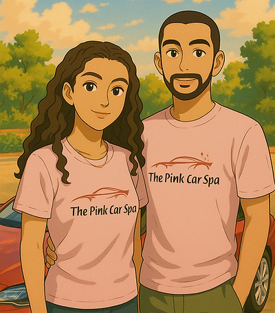 Founders of The Pink Car Spa, Ester and her Vinny.