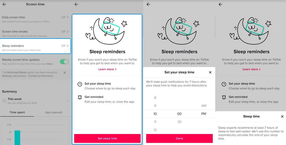 Sleep Reminder feature on TikTok