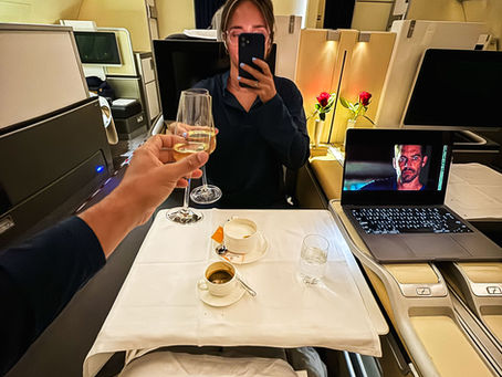 Champagne in Lufthansa First Class