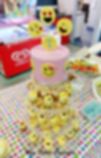 Cupcake Tower Emoji Birthday Cake and Mini Cupcakes