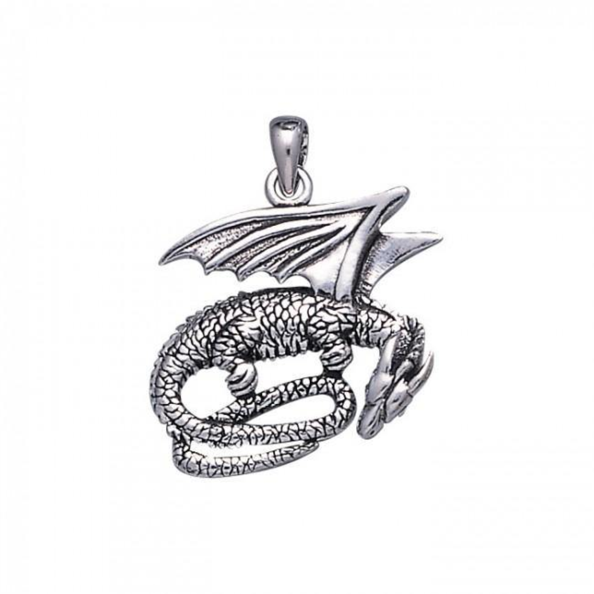 Slumbering Dragon Silver Pendant TP844
