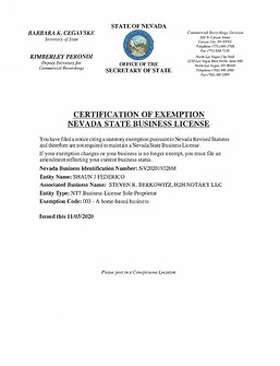 Nevada State Business License Exemption for Steven A. Pedraza