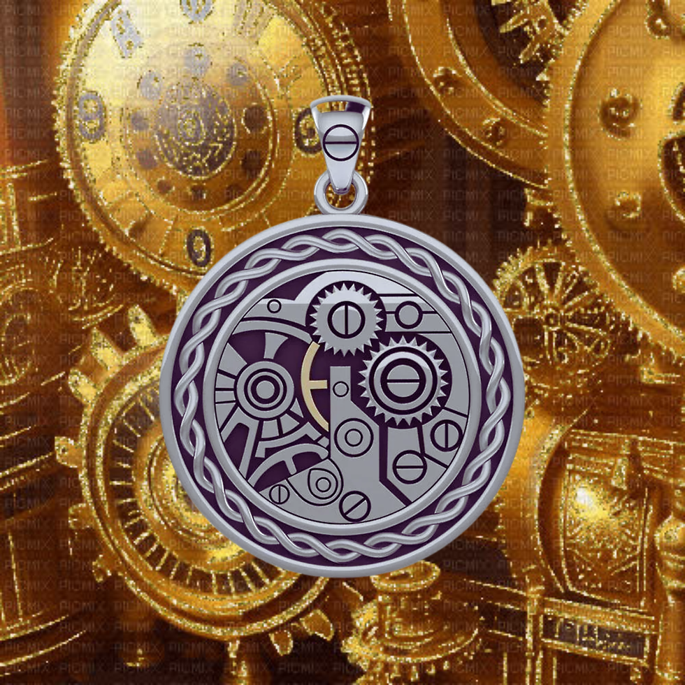 Thumbnail: Steampunk Endless Circle Pendant Front View