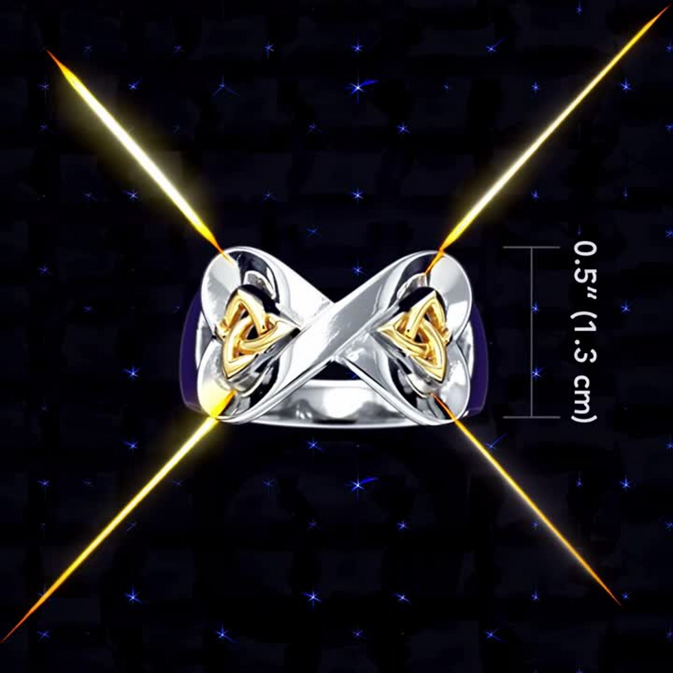 Thumbnail: Silver Celtic knot ring, 0.5 (1.3 cm) width, interwoven design.