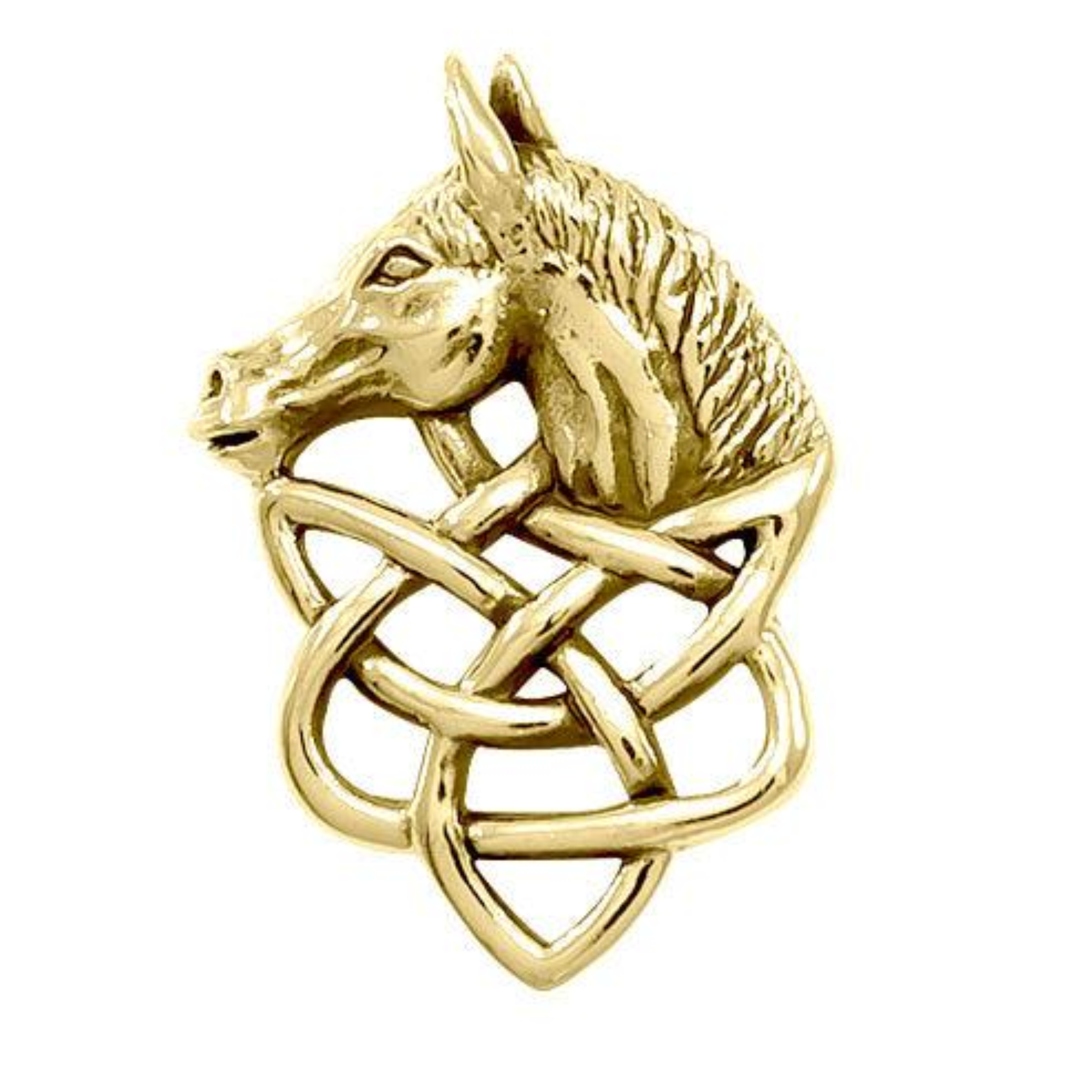 Embrace the Elegance of Equine Majesty: Horsehead Knotwork Solid Gold Pendant -