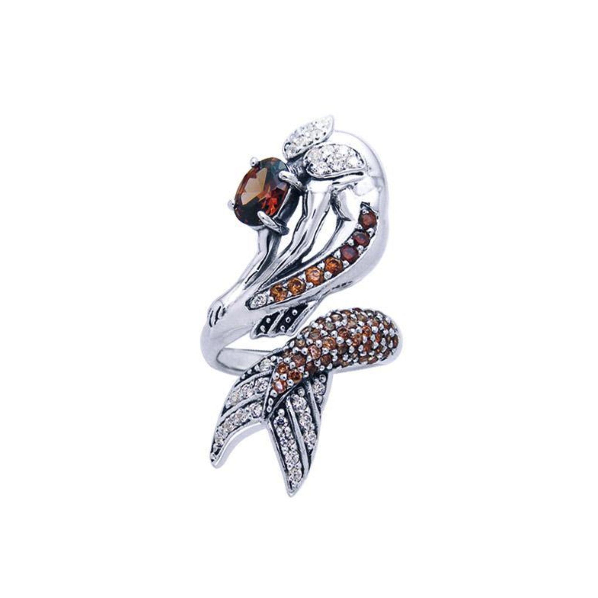 Amazed with the mermaid’s beauty ~ Dali-inspired fine Sterling Silver Ring accen