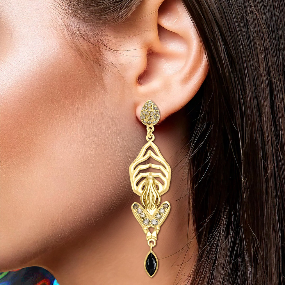 Thumbnail: Unparalleled Elegance Dali-inspired fine Solid Yellow Gold Earrings GER519