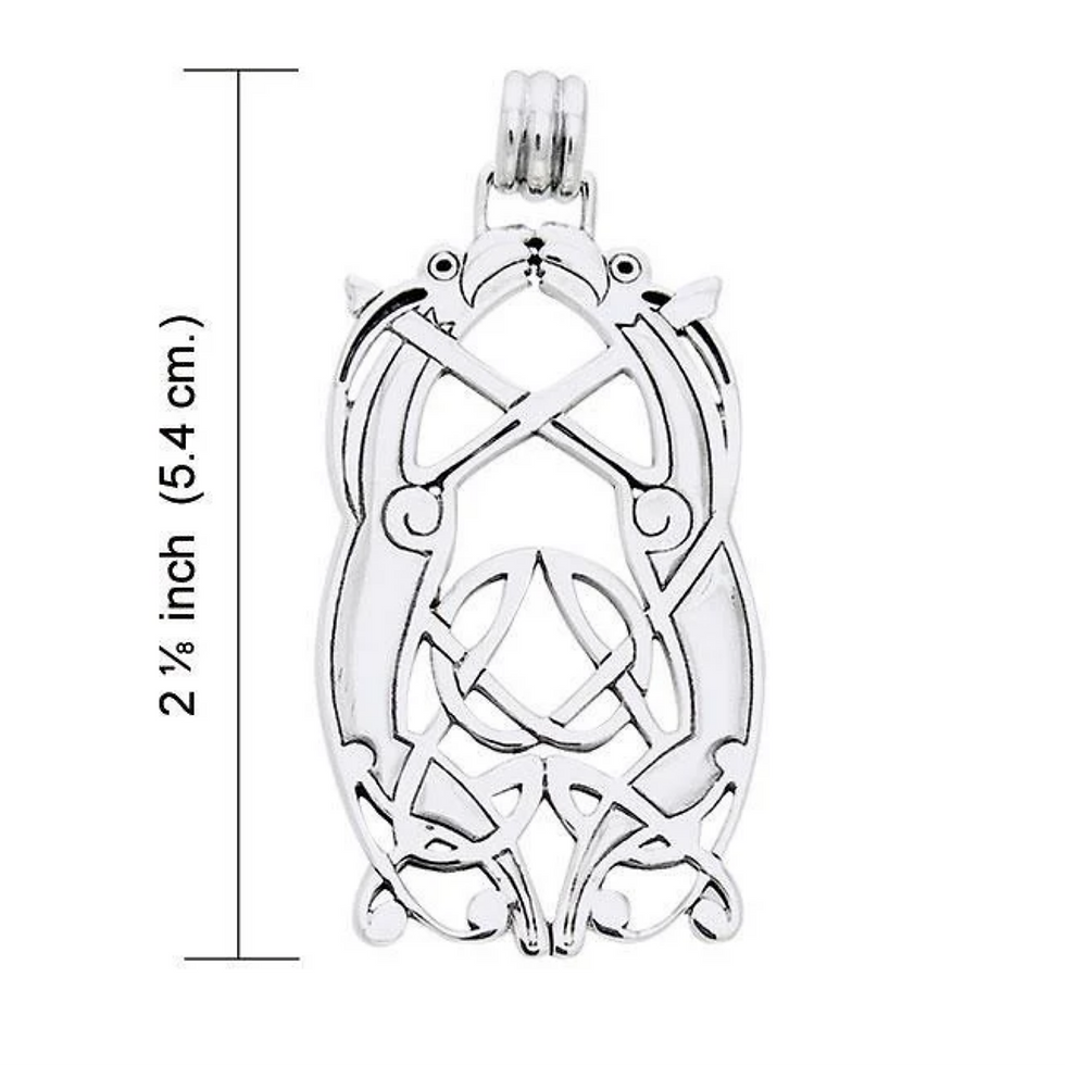 Thumbnail: Silver Celtic knot pendant with 2 ½ inch (5.4 cm.) size measurement.