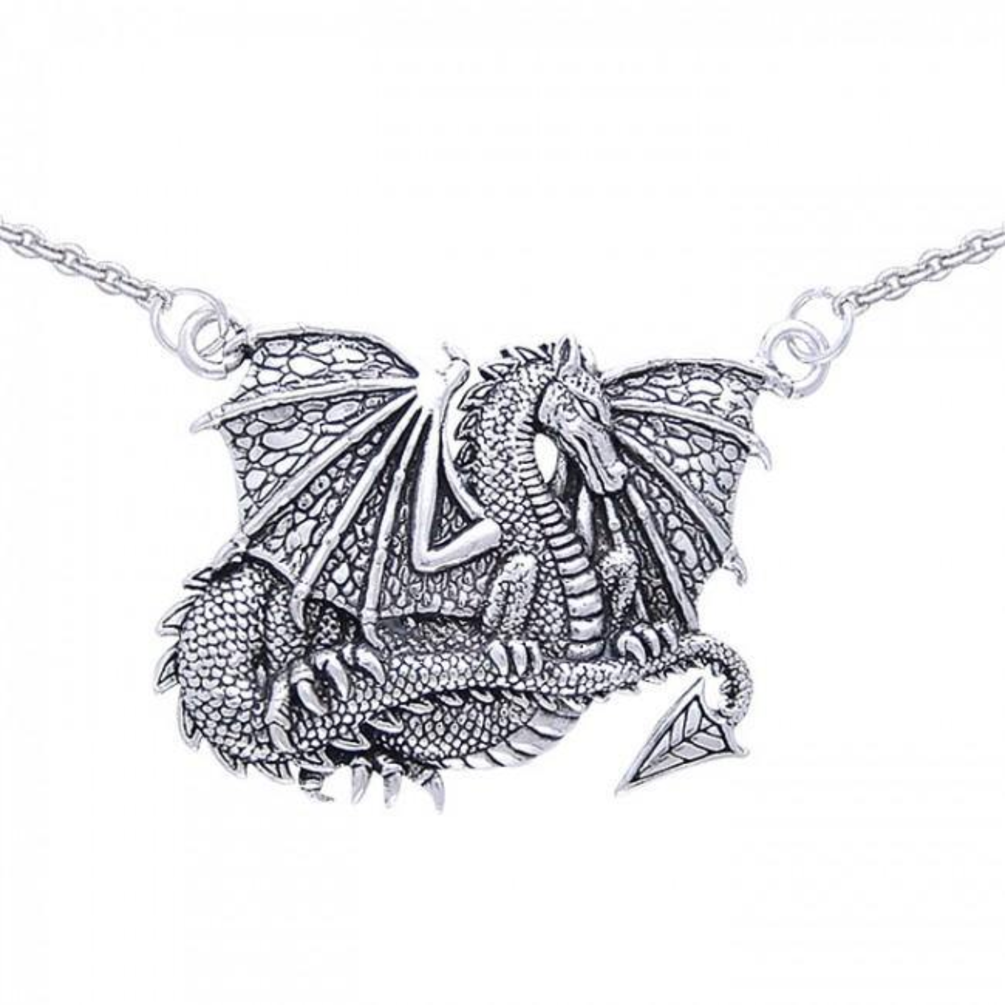 A mythical symbol of valor and strength ~ Sterling Silver Jewelry Winged Dragon