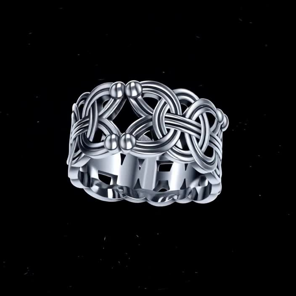 Thumbnail: Intricate sterling silver Celtic knot band ring, detailed craftsmanship.