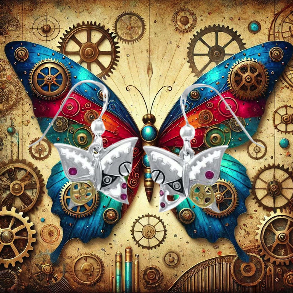 Thumbnail: Butterfly Steampunk Silver and Gold Accent MER1370