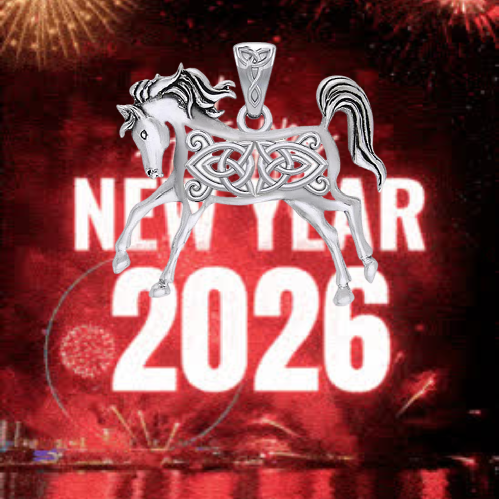 Thumbnail: Silver Celtic knot horse pendant for NEW YEAR 2026 celebration.