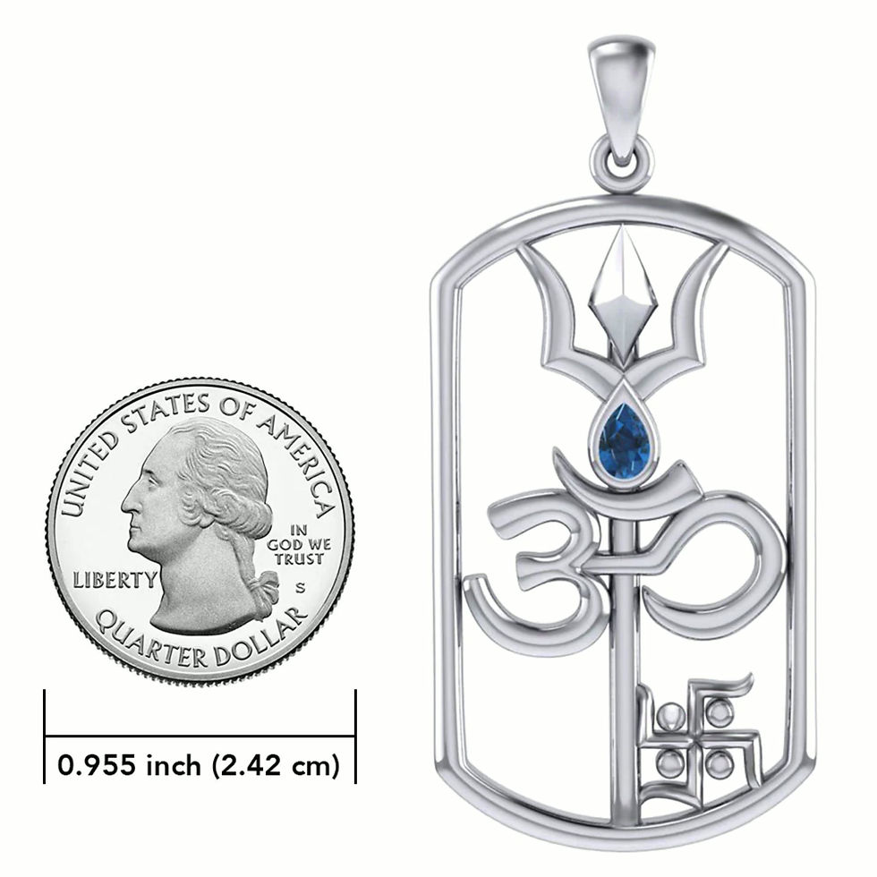 Thumbnail: The Trishul Om Swastik Symbols Silver Pendant with Gemstone TPD7002