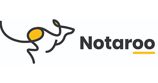 Notaroo logo with stylized kangaroo
