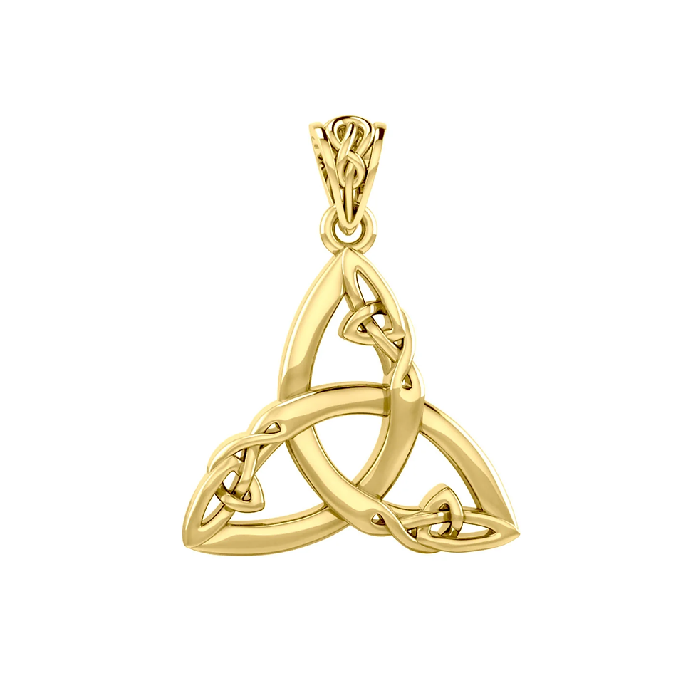 Gold Celtic Trinity Knot pendant, an elegant and timeless design.