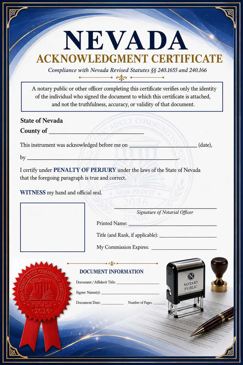 NEVADA ACK CERTIFICATE 1