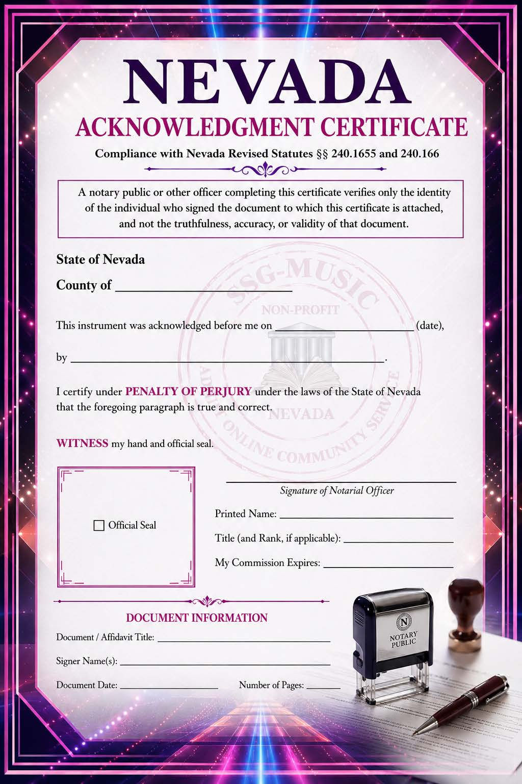 NEVADA ACK CERTIFICATE 5