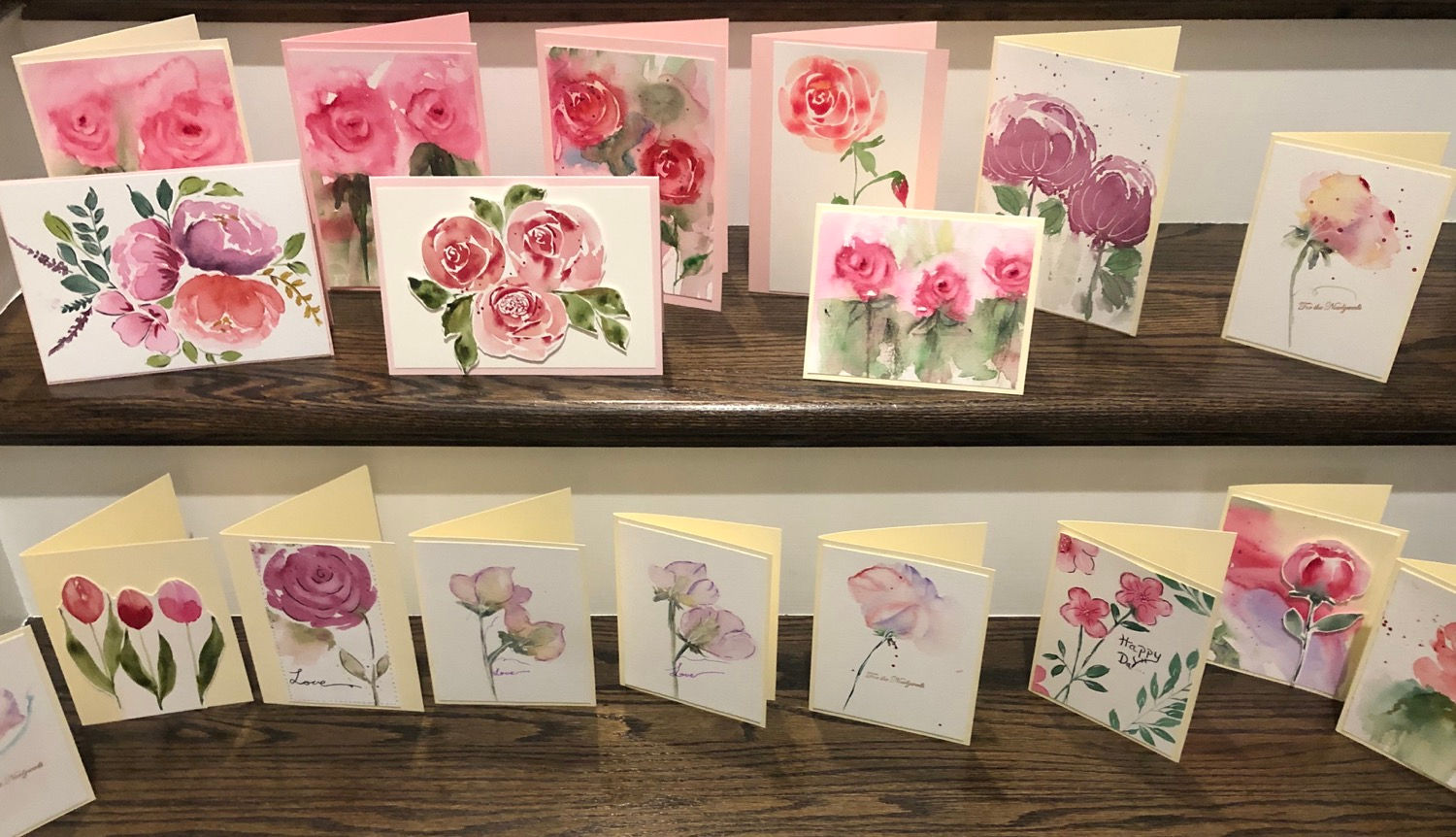 Assorted Watercolor Original Floral Cards OOAK A2