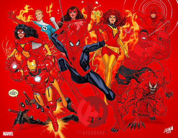 AVENGERS #1 DAVID NAKAYAMA COLOR BLOCK RED WRAPAROUND VARIANT