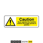 Caution, Never operate this machine without proper guards in position