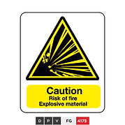 Caution, Risk of fire, Explosive material