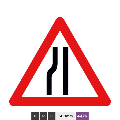 Road narrows on left