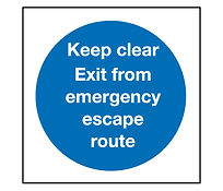 Keep clear Exit from emergency escape route