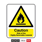 Caution, Risk of fire, Highly flammable material