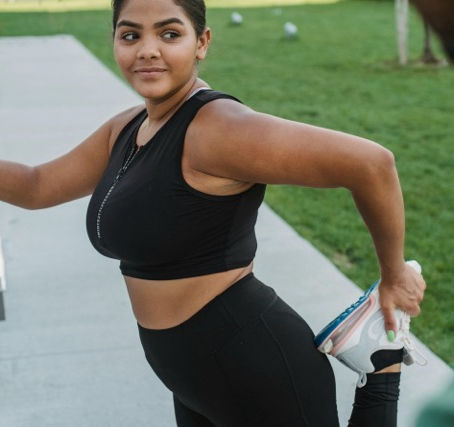 A person stretching