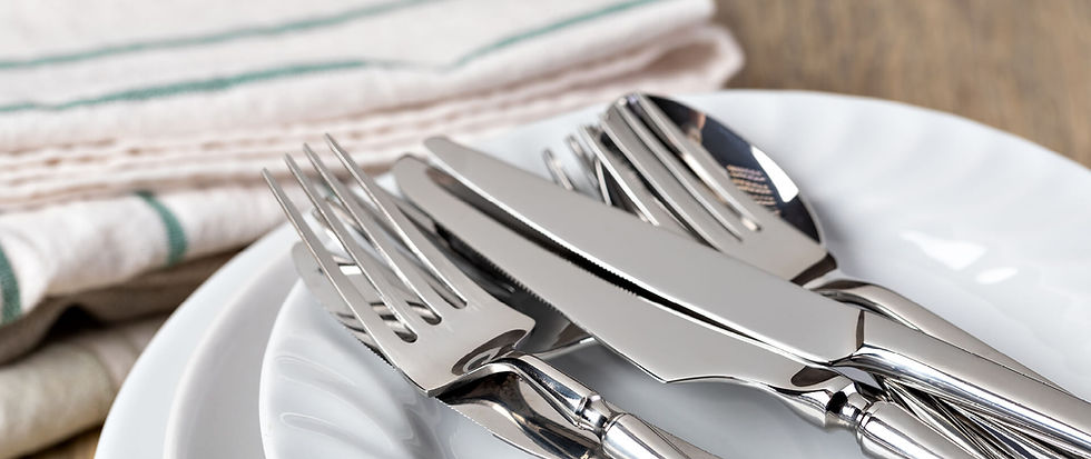 second hand cutlery and dishes.