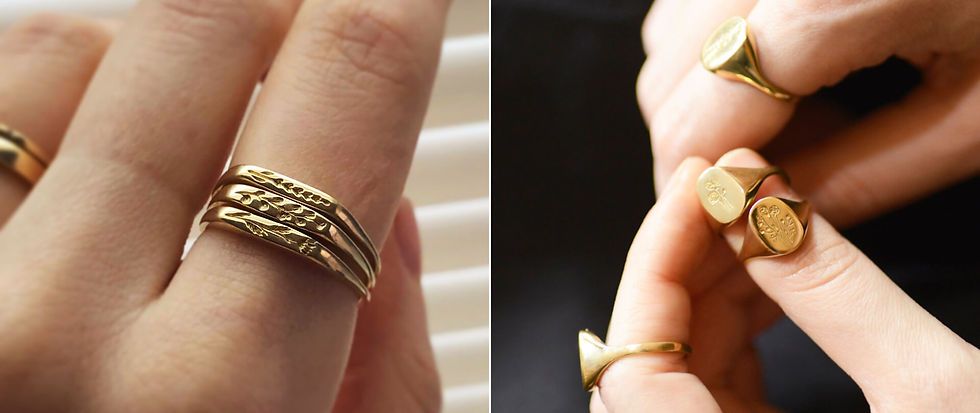 two hands with rings on them