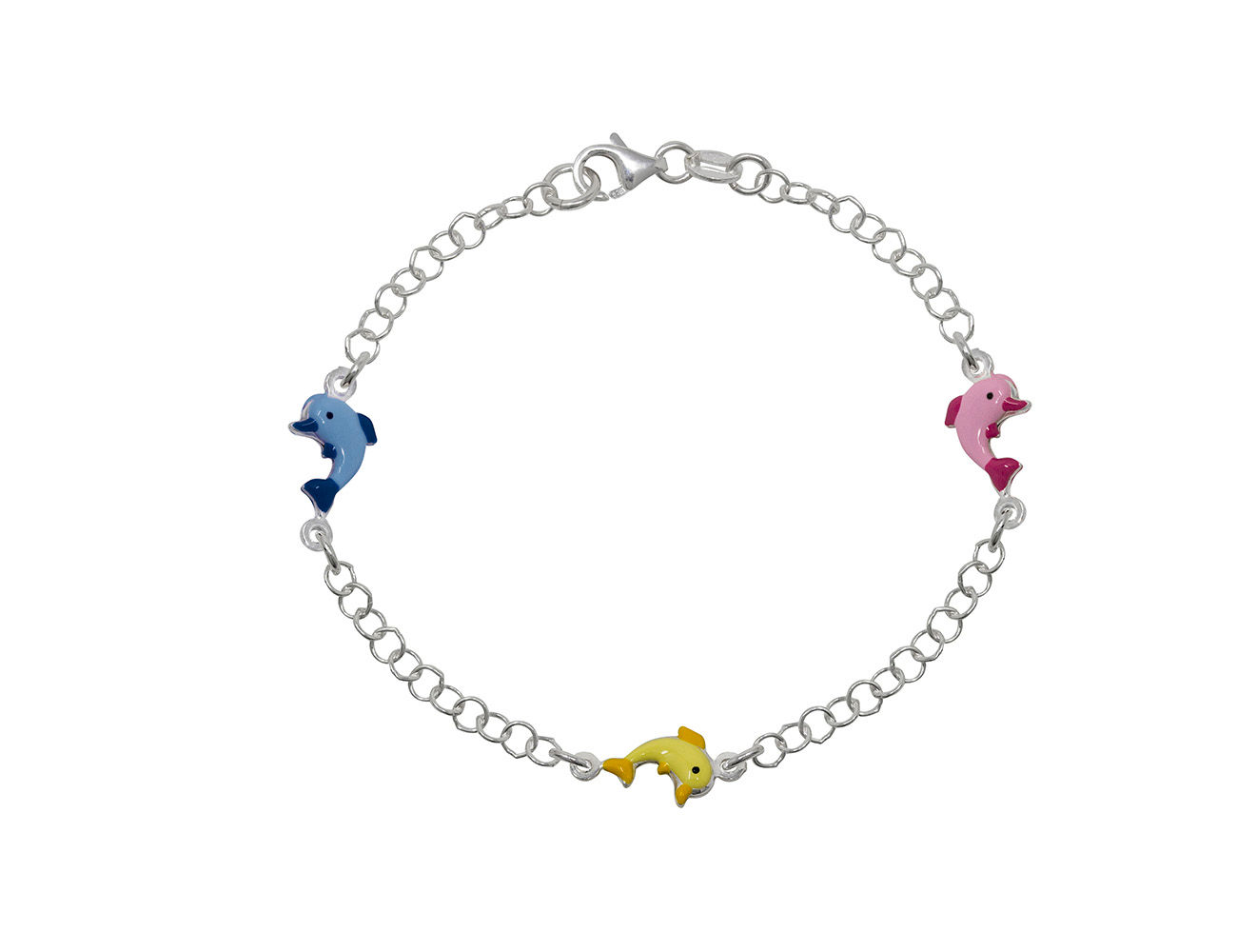 Bracelet Enfant Girotondo Chaîne Maille Jaseron Argent925/1000e,Pendants Colorés