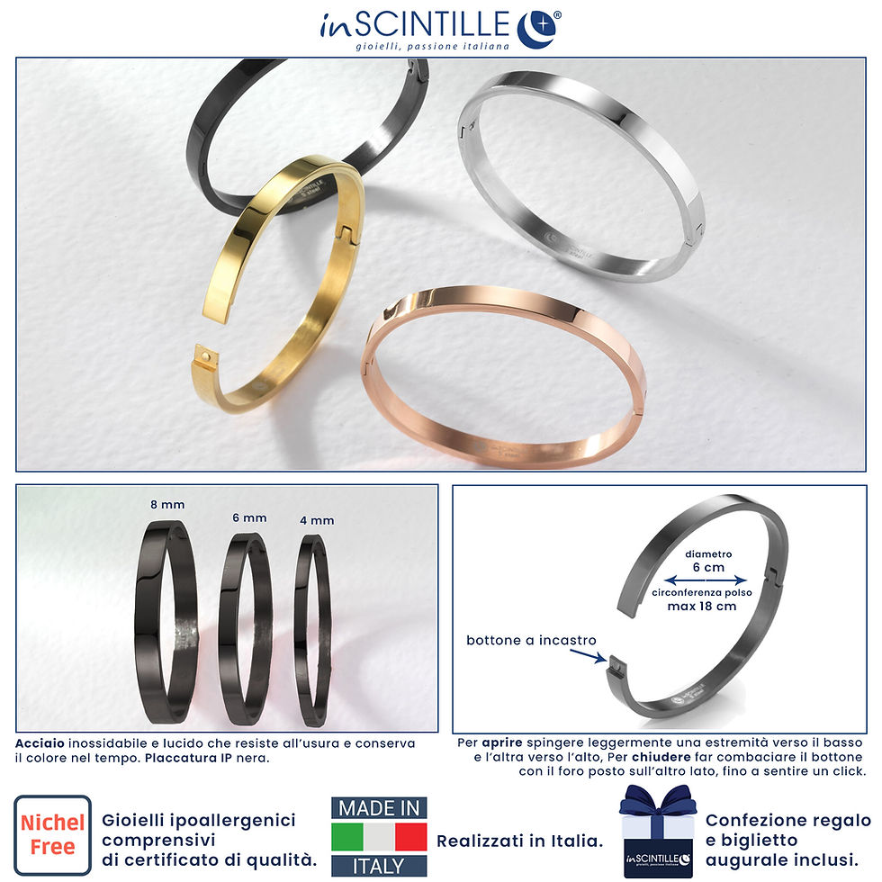 Miniature : Bracelet Bangles Jonc 4 mm en acier, Gravure intérieure